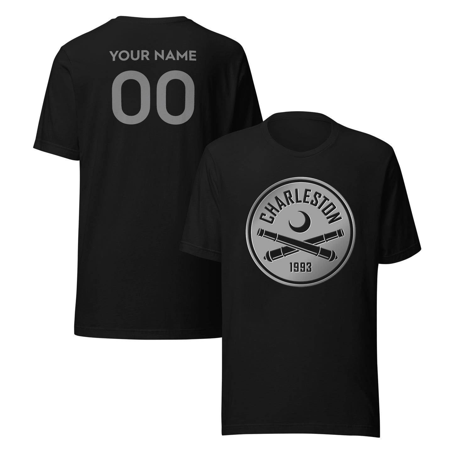 Charleston Battery Player or Personalized Silver 3D T-shirt Black