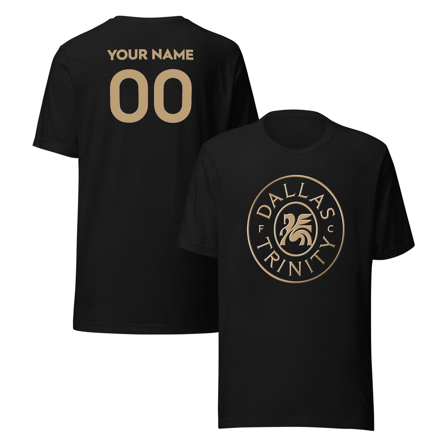 Dallas Trinity FC Player or Personalized Gold 3D T-Shirt Black