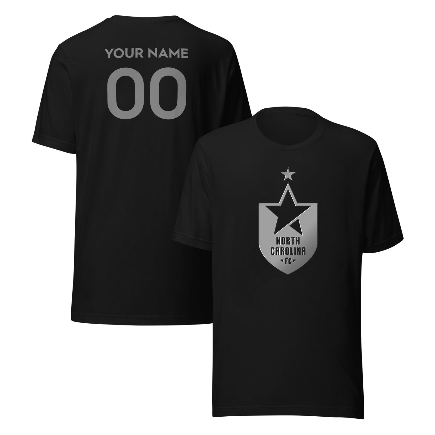North Carolina FC Player or Personalized Silver 3D T-Shirt Black