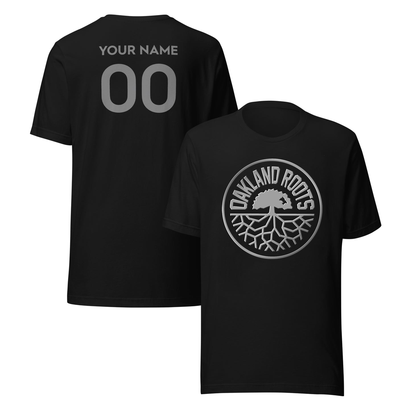 Oakland Roots SC Player or Personalized Silver 3D T-Shirt Black