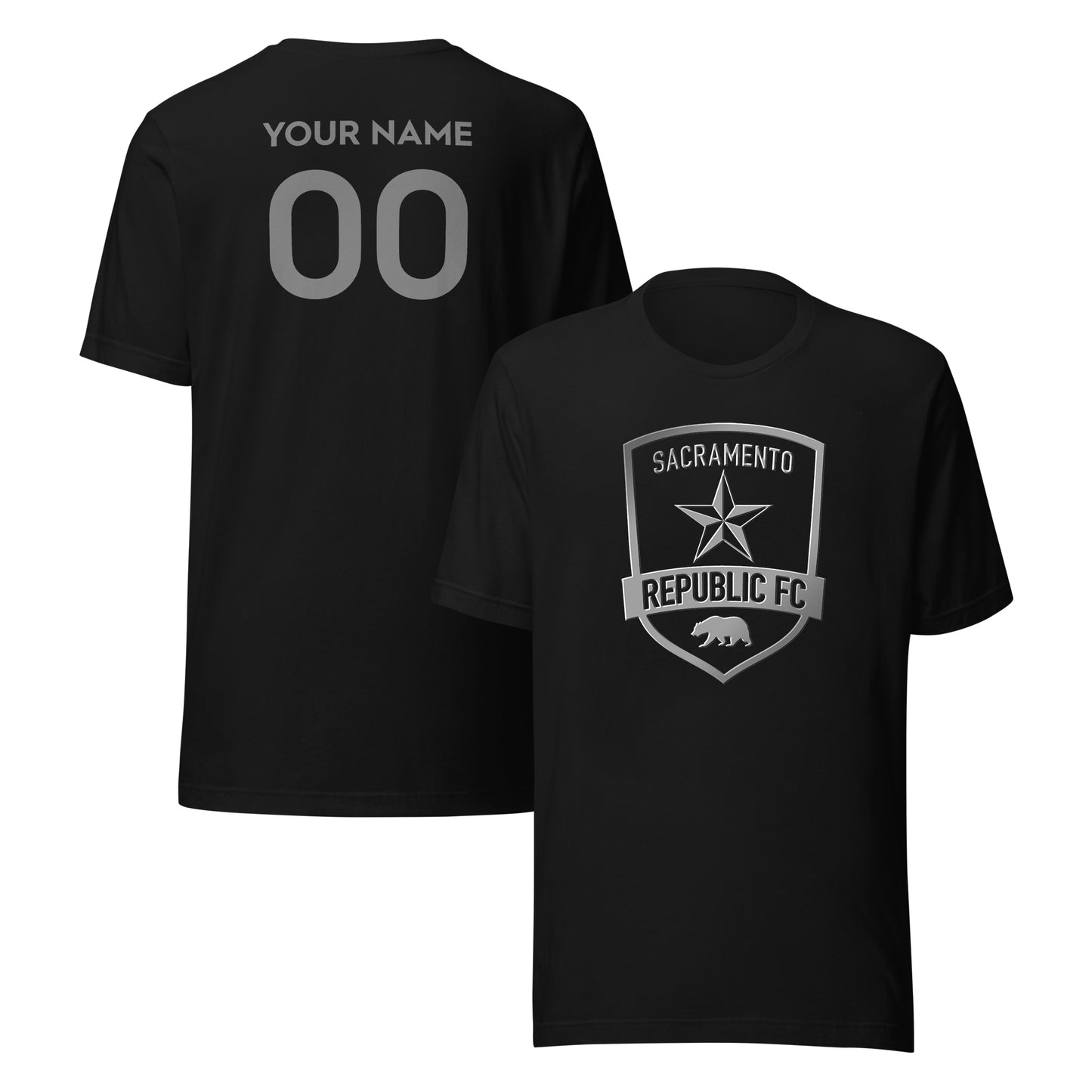 Sacramento Republic FC Player or Personalized Silver 3D T-Shirt Black