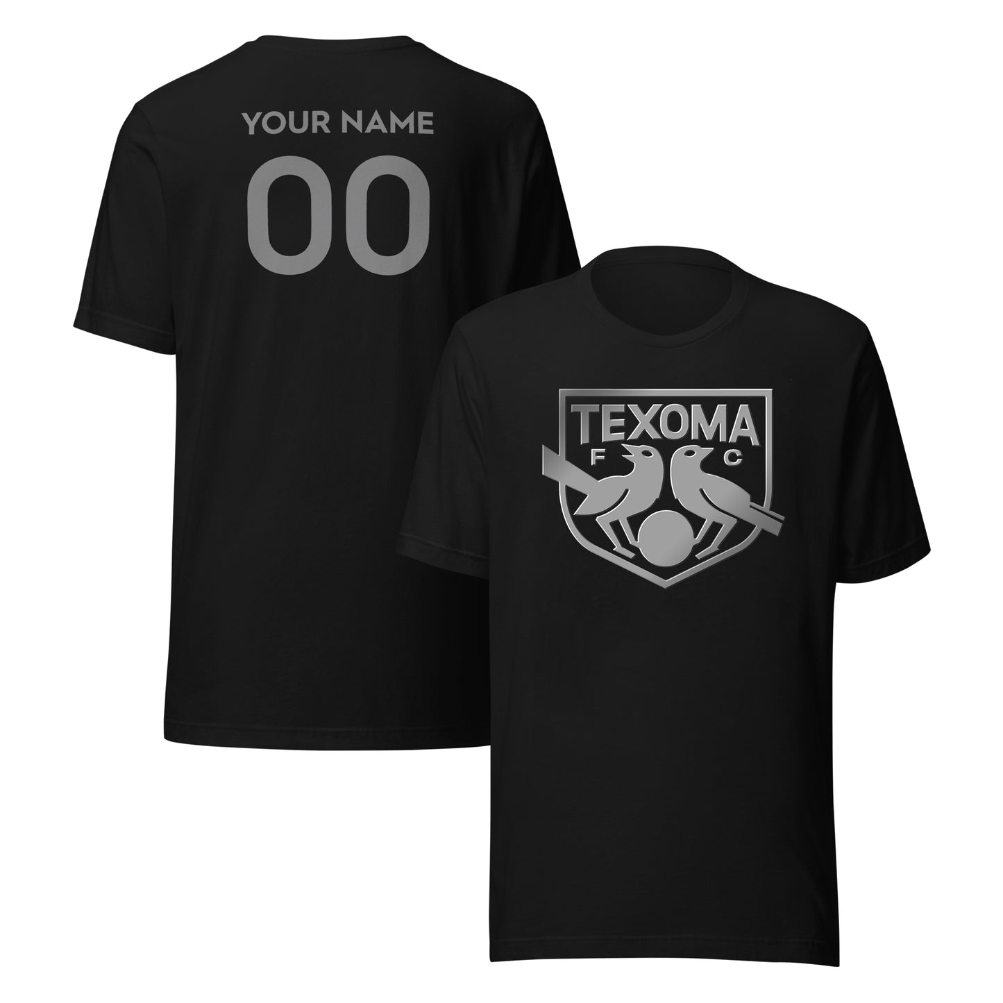 Texoma FC Player or Personalized Silver 3D T-Shirt Black