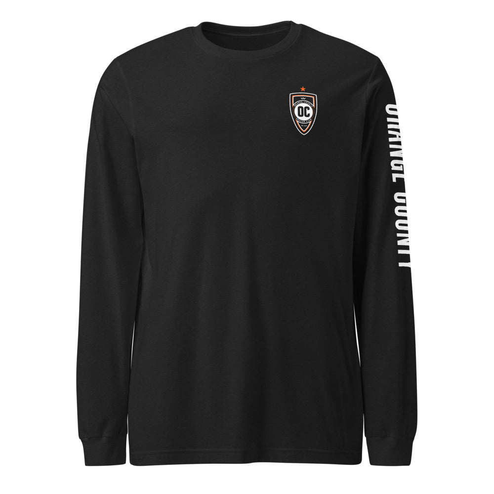 Orange County SC LC/Sleeve Crest 2-Hit Unisex Long Sleeve T-Shirt Black Heather