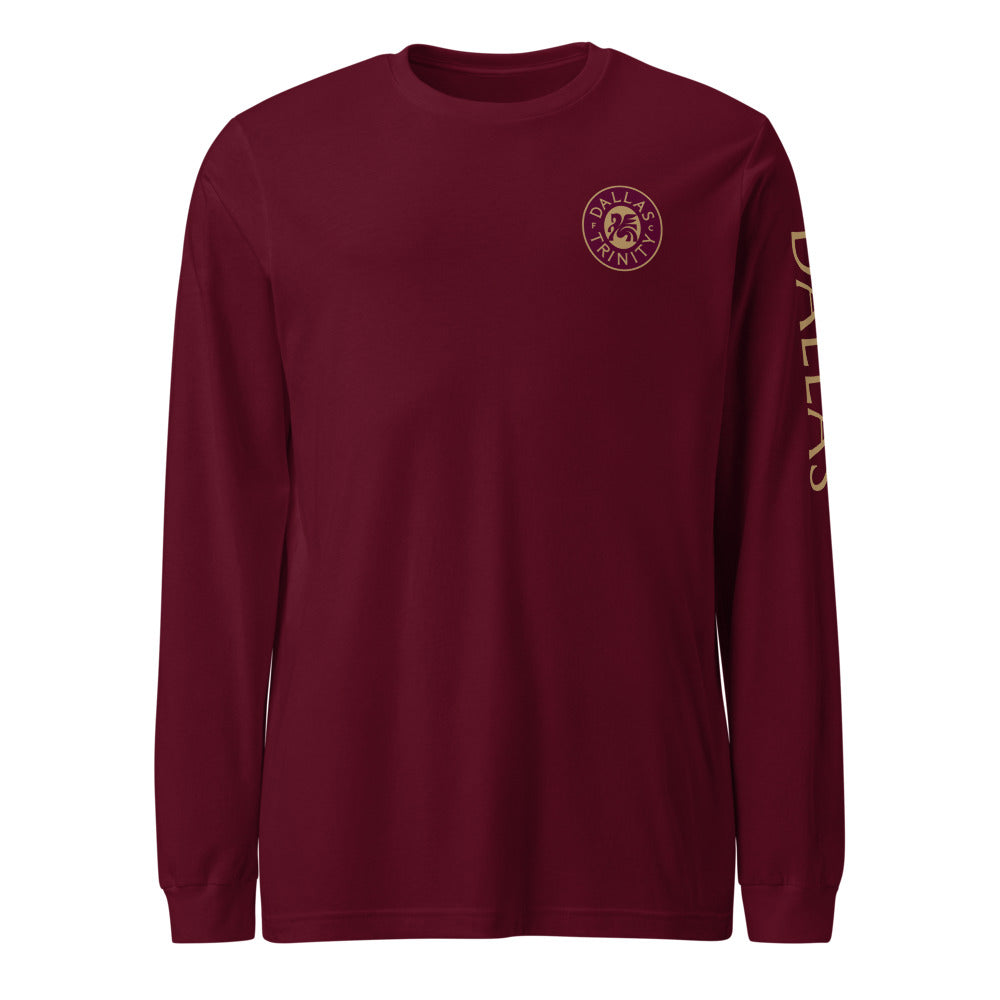 Dallas Trinity FC LC/Sleeve Crest 2-Hit Unisex Long Sleeve T-Shirt Maroon