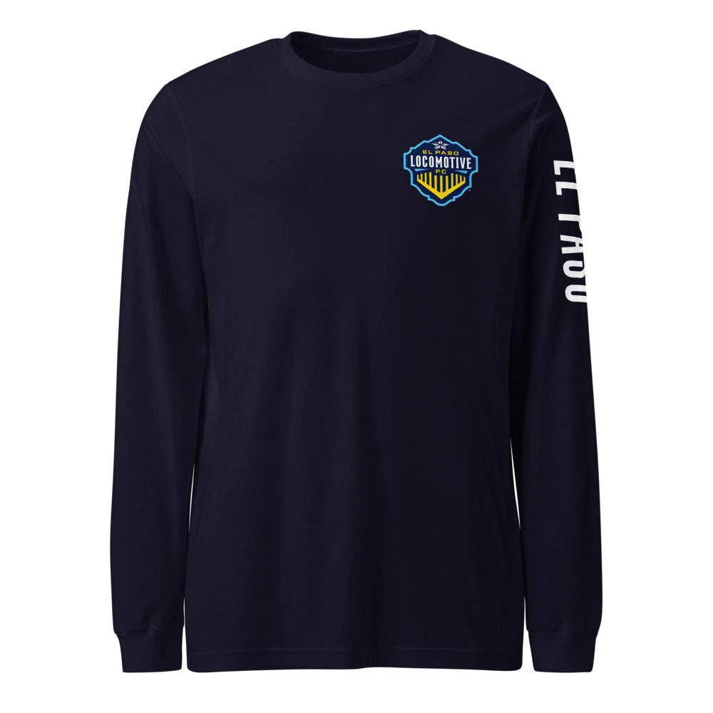 El Paso Locomotive LC/Sleeve Crest 2-Hit Unisex Long Sleeve T-Shirt Navy