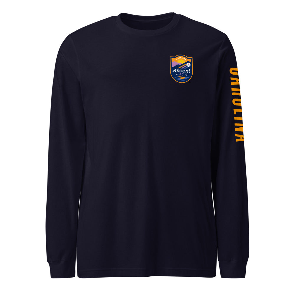 Carolina Ascent FC LC/Sleeve Crest 2-Hit Unisex Long Sleeve T-Shirt Navy