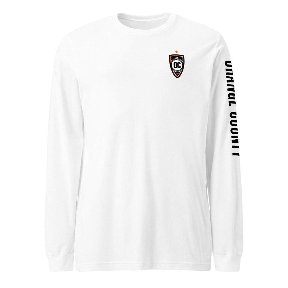 Orange County SC LC/Sleeve Crest 2-Hit Unisex Long Sleeve T-Shirt White