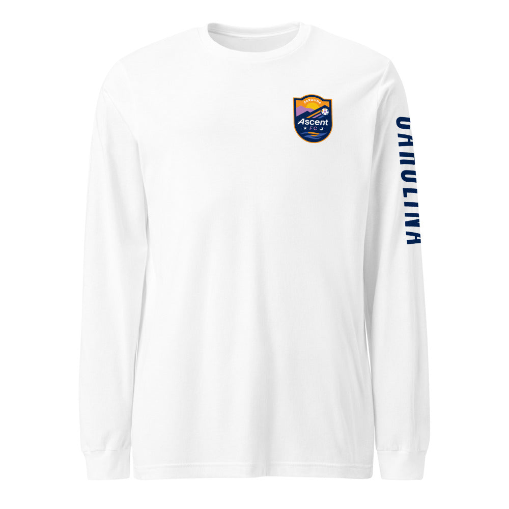 Carolina Ascent FC LC/Sleeve Crest 2-Hit Unisex Long Sleeve T-Shirt White