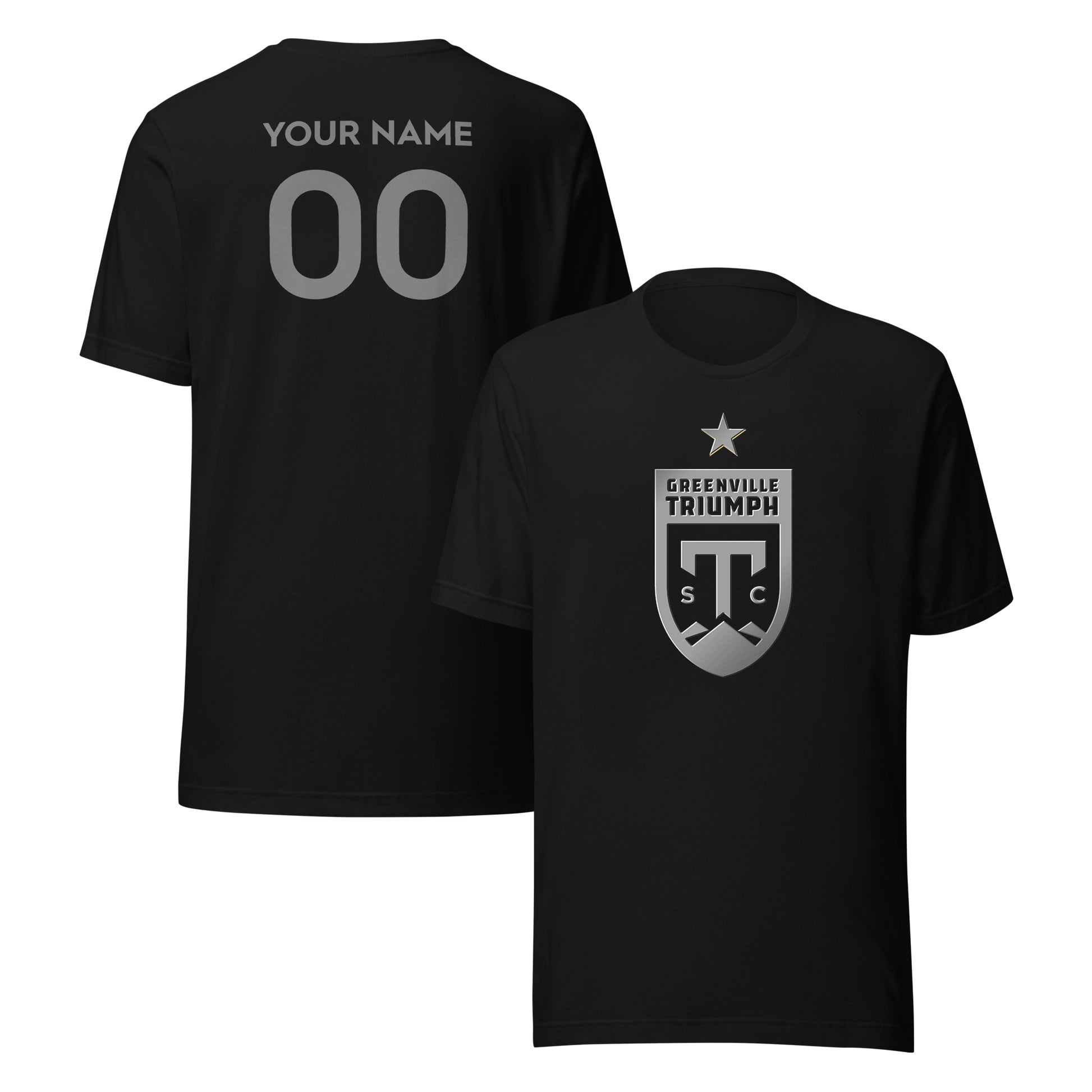Greenville Triumph SC Player or Personalized Silver 3D T-Shirt Black