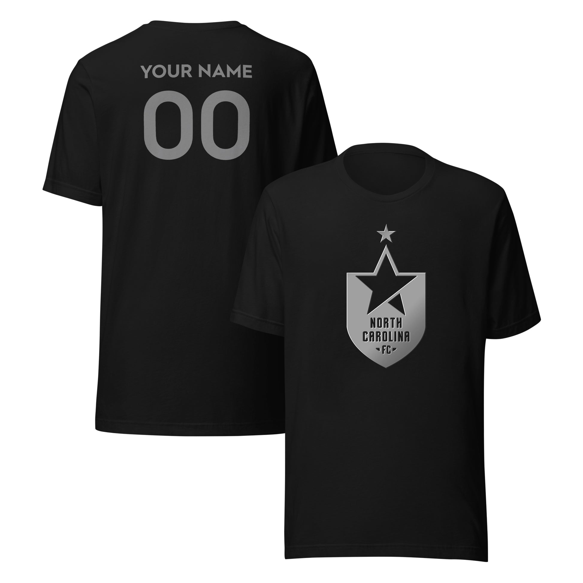 North Carolina FC Player or Personalized Silver 3D T-Shirt Black
