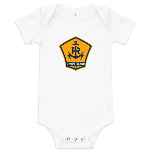 Rhode island fc crest baby bodysuit - white