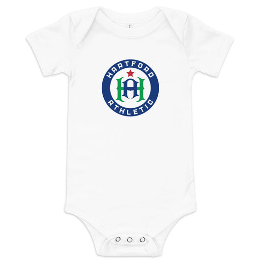 Hartford athletic crest baby bodysuit - white