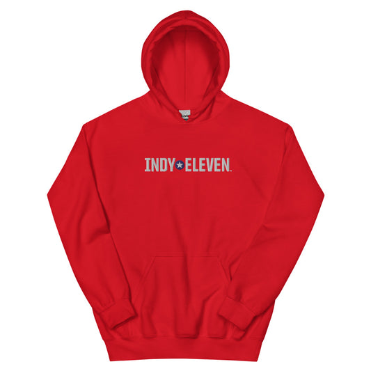 Indy eleven embroidered wordmark adult hoodie - red