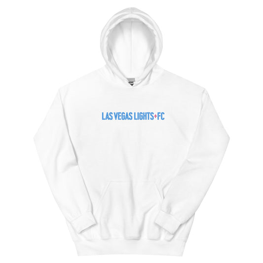 Las vegas lights fc embroidered wordmark adult hoodie - white