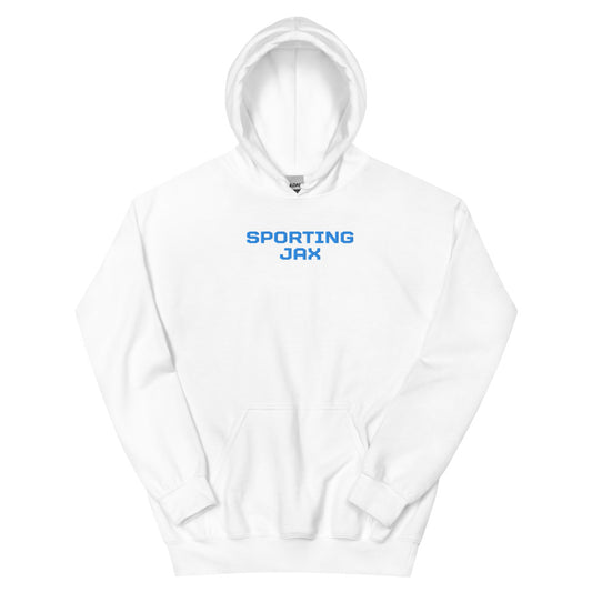 Sporting jax embroidered wordmark adult hoodie - white