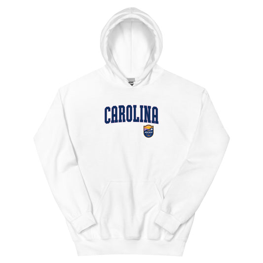 Carolina ascent fc embroidered wordmark adult hoodie - white