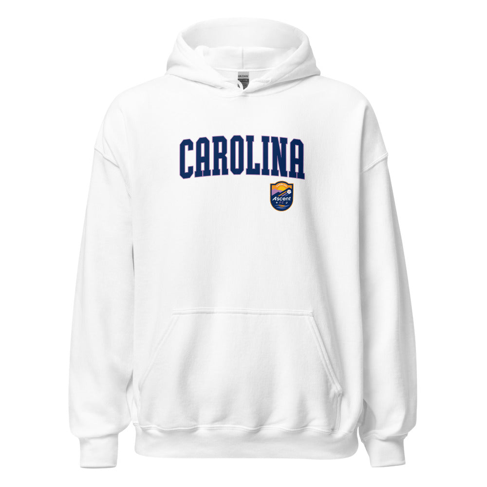 Carolina Ascent FC Wordmark Adult Hoodie White