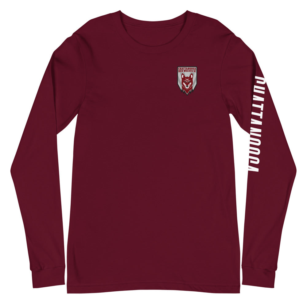 Chattanooga Red Wolves SC LC Sleeve Crest 2-Hit Unisex Long Sleeve T-Shirt