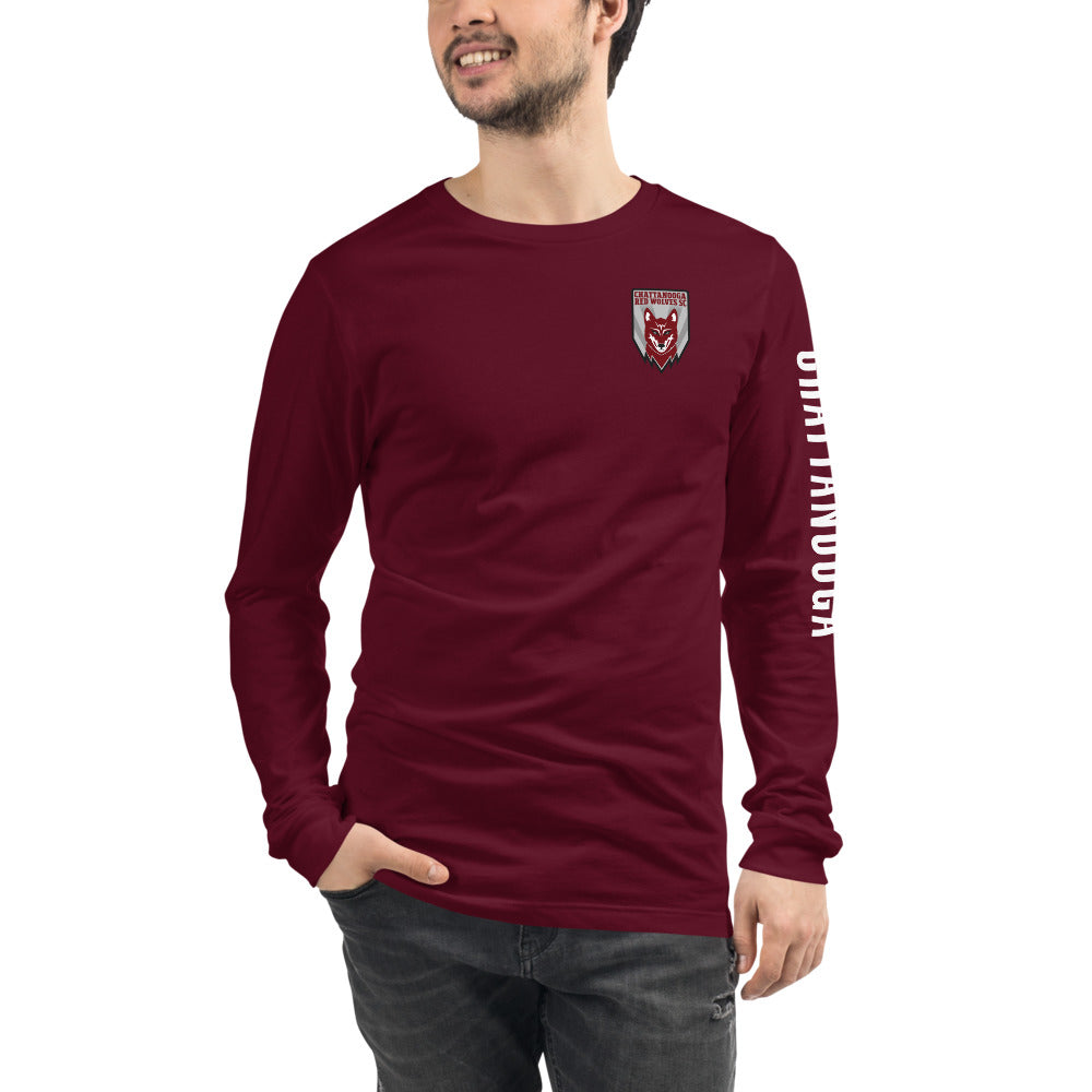 Chattanooga Red Wolves SC LC Sleeve Crest 2-Hit Unisex Long Sleeve T-Shirt