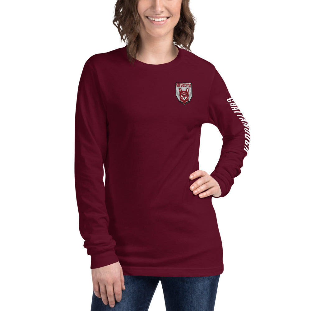 Chattanooga Red Wolves SC LC Sleeve Crest 2-Hit Unisex Long Sleeve T-Shirt