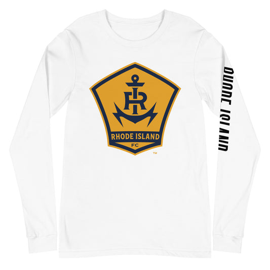 Rhode island fc lc/sleeve crest 2-hit unisex long sleeve t-shirt - white