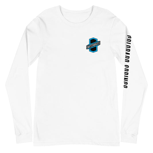 Colorado springs switchbacks lc/sleeve crest 2-hit unisex long sleeve t-shirt - white