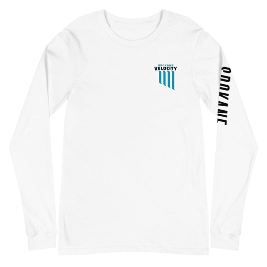 Spokane velocity fc lc/sleeve crest 2-hit unisex long sleeve t-shirt - white