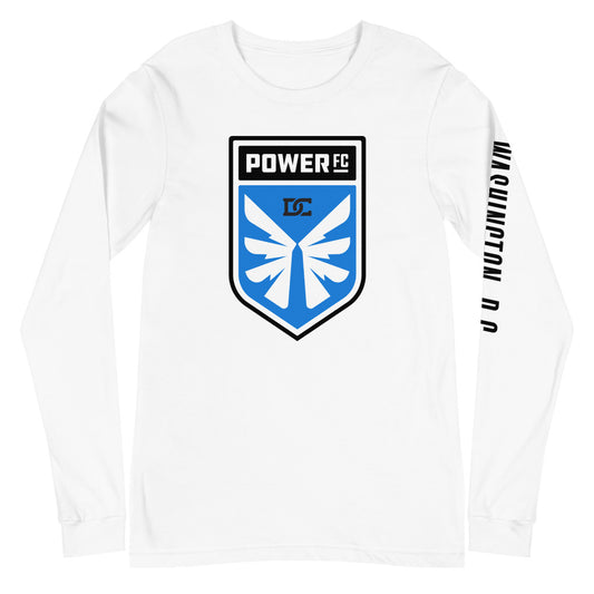 Dc power lc/sleeve crest 2-hit unisex long sleeve t-shirt - white