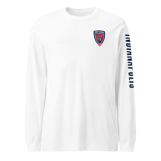 Indy eleven lc/sleeve crest 2-hit unisex long sleeve t-shirt - white