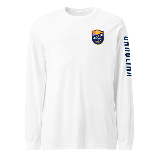 Carolina ascent fc lc/sleeve crest 2-hit unisex long sleeve t-shirt - white
