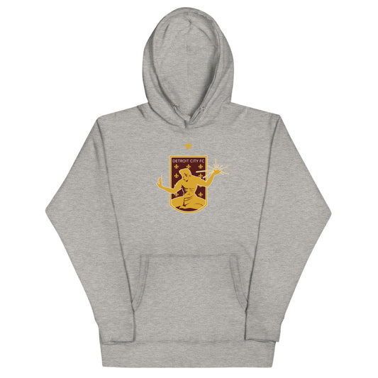 Detroit city fc crest cotton heritage premium hoodie - carbon grey