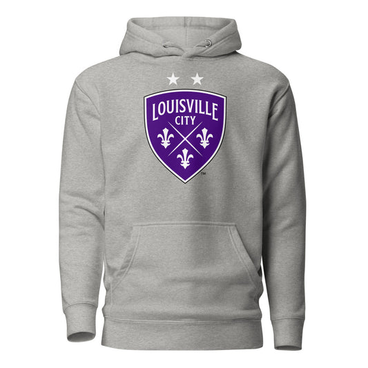 Louisville city fc crest cotton heritage premium hoodie - carbon grey
