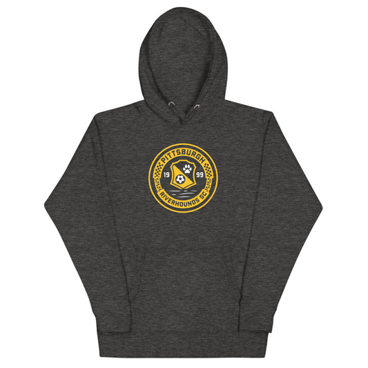 Pittsburgh riverhounds sc crest cotton heritage premium hoodie - charcoal heather