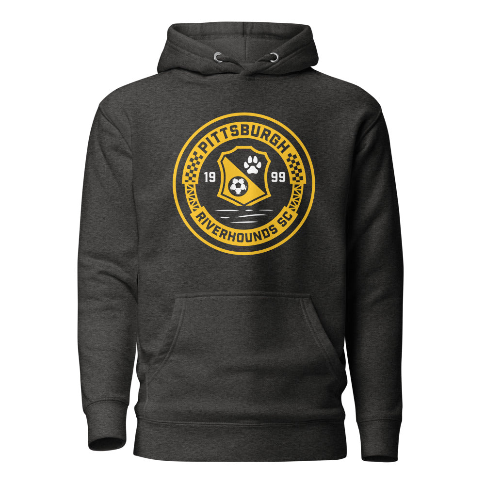 Pittsburgh Riverhounds SC Crest Cotton Heritage Premium Hoodie Charcoal Heather