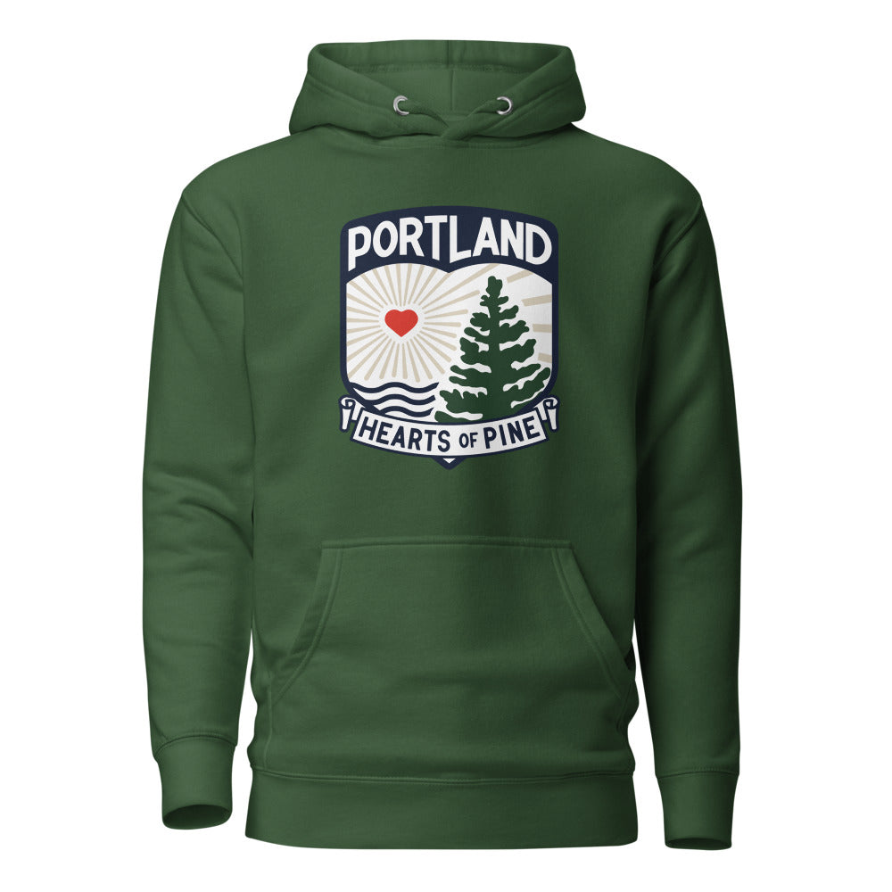 Portland Hearts of Pine Crest Cotton Heritage Premium Hoodie Forest Green