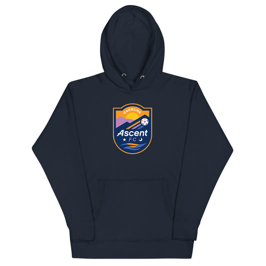 Carolina ascent fc crest cotton heritage premium hoodie - navy