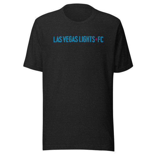 Las vegas lights fc wordmark adult t-shirt - black heather