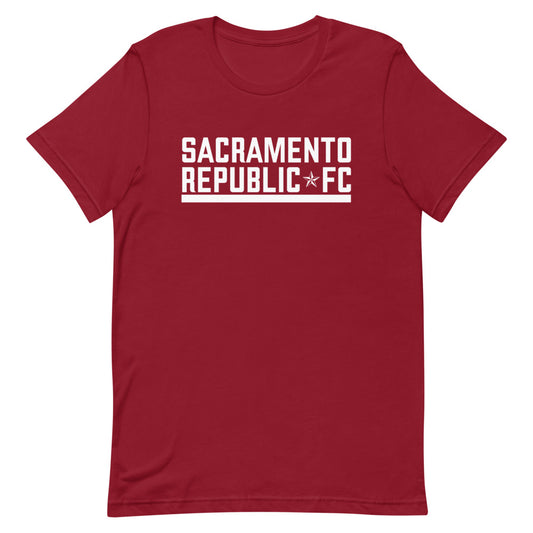 Sacramento republic wordmark adult t-shirt - cardinal