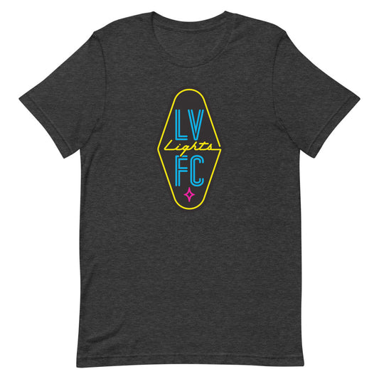 Las vegas lights fc crest adult t-shirt - dark grey heather