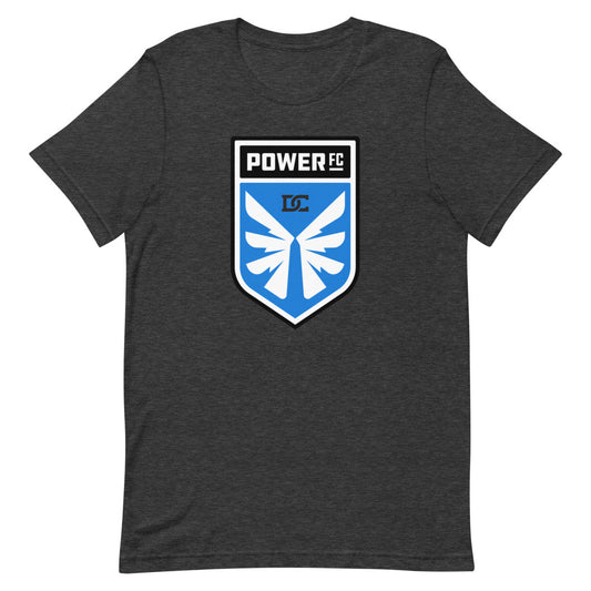 Dc power crest adult t-shirt - dark grey heather