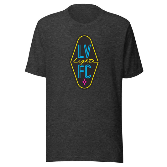 Las vegas lights fc crest adult t-shirt - dark grey heather