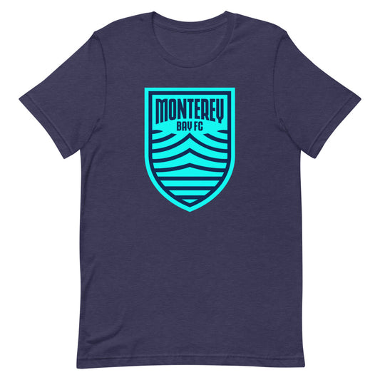 Monterey bay fc crest adult t-shirt - heather midnight navy