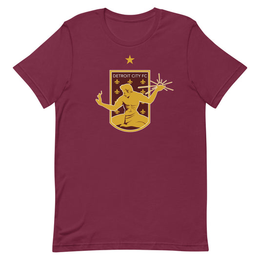 Detroit city fc crest adult t-shirt - maroon