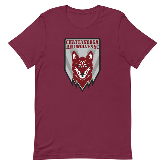 Chattanooga red wolves sc crest adult t-shirt - maroon