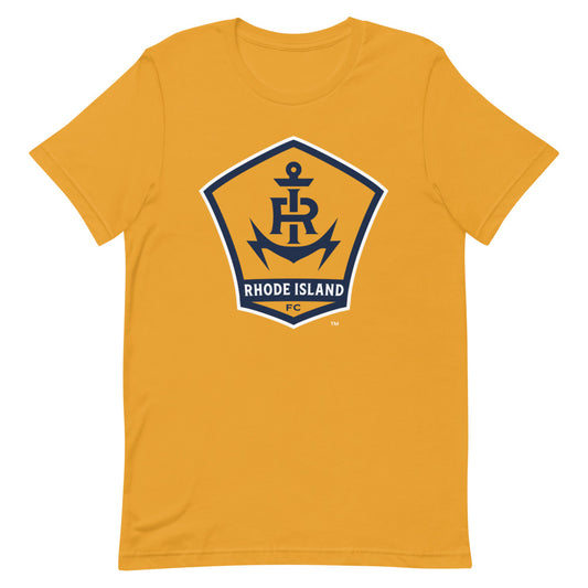 Rhode island fc crest adult t-shirt - mustard