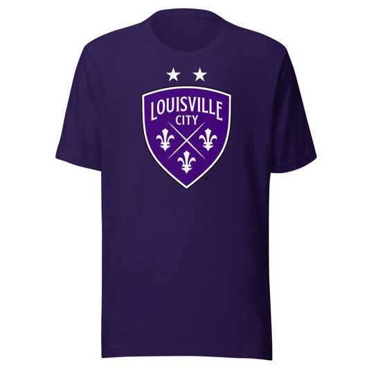 Louisville city fc crest adult t-shirt - team purple