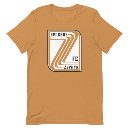 Spokane zephyr fc crest adult t-shirt - toast