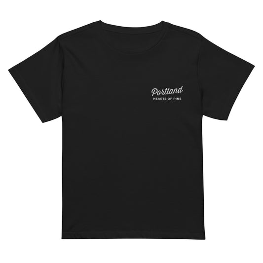 Portland Hearts of Pine Embroidered Script Team Women's Cropped T-Shirt