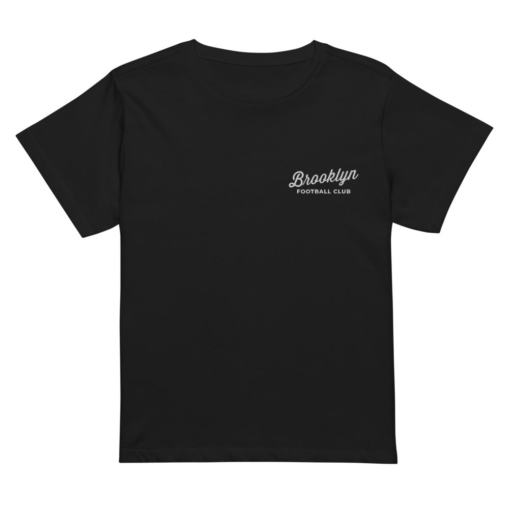 Brooklyn FC Embroidered Script Team Women's Cropped T-Shirt